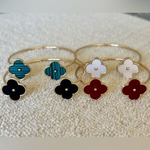 Each: Gold Clover Adjustable Cuff Bracelets